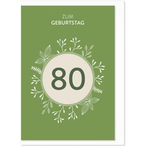 Geburtstagskarte KOMMA³, Zahl 80