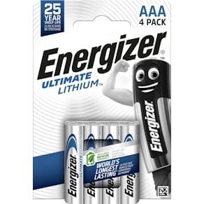 Batterijen Energizer Ultimate Lithium AAA, blister van 4 stuks
