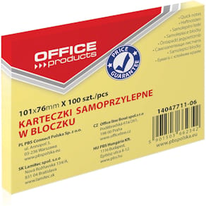 Memoblok, ft 76 x 101 mm, 100 vel, geel
