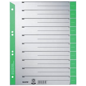 Trennblatt Leitz, A4, grau/grün, Überbreite, 10 Taben
