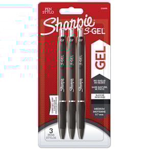 Gelpen Sharpie S-Gel 0,7 mm sort, 3 stk