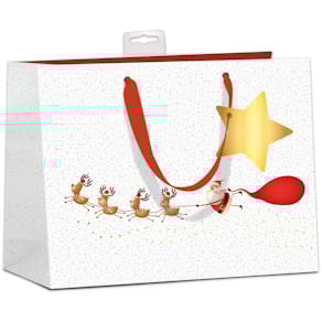 Weihnachts-Geschenktragetasche SKORPION, Schlitten, weiß/rot