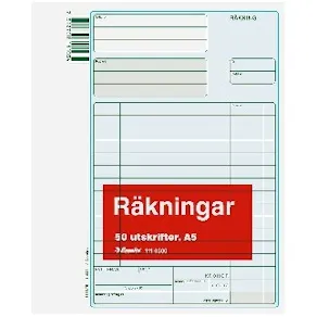 Räkning A5, utan kopia, 50 blad