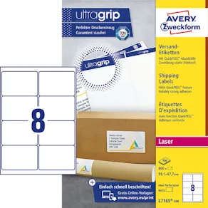 Etikett AVERY Ultra Grip 99,1x67,7mm 800/FP