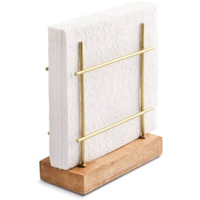 Serviettenspender AMBIENTE Holz/Metall, gold, 15x7x17 cm