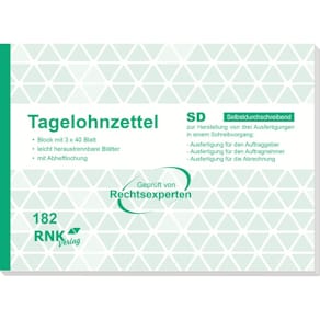 Tagelohnblock RNK, A5 quer, 3x40 Blatt, SD