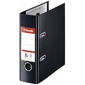 Brevordner Esselte A5 sort 75 mm ryg, 2 ringe, 20 stk