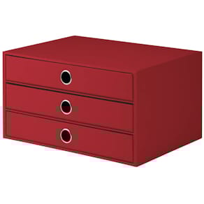Schubladenbox Rössler Soho, 3 Schubfächer, rot