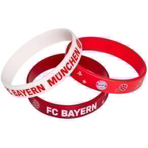 Armband FC Bayern Kinder, Silikon, 3er-Set, rot/weiß