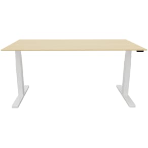 Schreibtisch Q-CONNECT, elektrisch höhenverstellbar, Ahorn/weiß