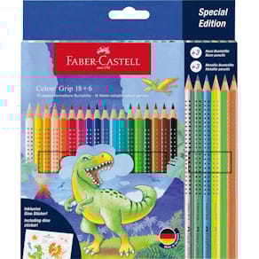 Farbstiftetui Faber-Castell Colour Grip Dino, 18+6 St.