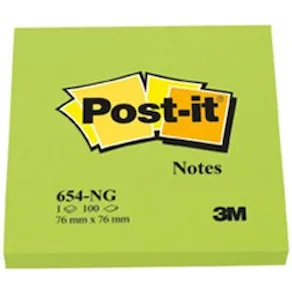 Post-It Neongrön, 76x76mm, 6st