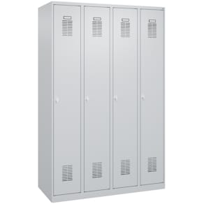 Garderobenschrank CP Basis PLUS, 4 Abteile, hellgrau