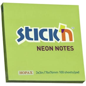 Notesblokke BNT Stick'n 76x76 mm, grøn, 12 stk