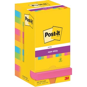 Notitieblok Post-it Super Sticky Notes Carnival, 76 x 76 mm, 90 v
