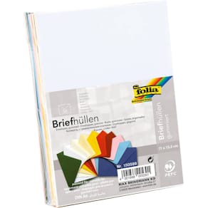 Briefhülle Folia C6, gummiert, 10 Farben, sortiert