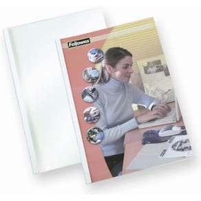 Limindbindingsomslag Fellowes A4, 12mm, klar/hvid, 120 ark, pk100