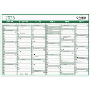 Platekalender GRIEG A5 2026 enkel