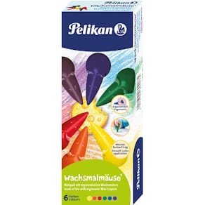 Waskrijtjes Pelikan muisvorm, assorti, doos van 6 stuks