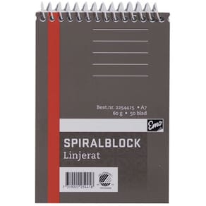 Spiralblock A7, linjerat, 60g, 10st
