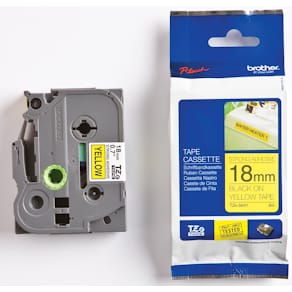 Tape Brother TZe voor P-Touch, 18 mm, zwart op geel, extra klev.