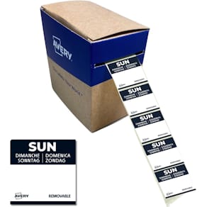 Etiketten Avery, voedselcodering, HACCP, zondag, ft 25 x 25 mm