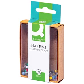 Landkartennadel Q-CONNECT 626A, sortiert, D. 5 mm, 60 St.
