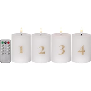 Blockljus STAR T LED Advent vit 4/fp