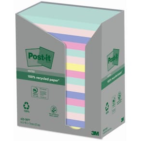 Haftnotizblock Post-it Recycling Pastell Rainbow Notes Tower, 127