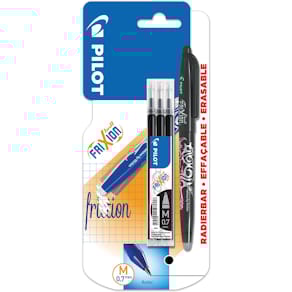 Gelroller Pilot FriXion Ball, blister van 4 stuks (1 roller + 3 vullingen), zwart