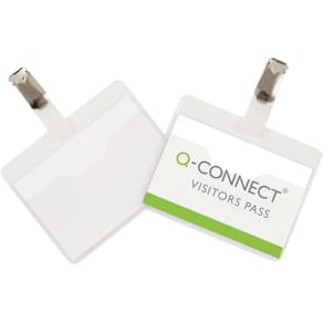 Badge Q-CONNECT met clip, 90 x 60 mm, doos van 25 stuks