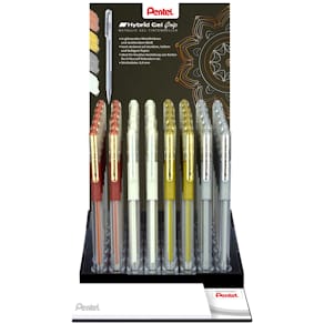 POS-Display Pentel Hybrid Gel Grip Metallic, K118M, 48 Stk
