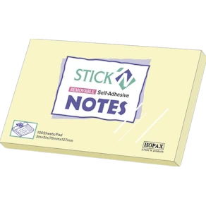 Notis Stick´n Notes Gul, 76x127mm, 12st