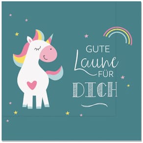 Motivserviette FÜR DICH Zoofreunde Unicorn