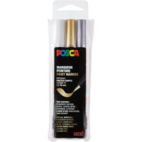 Paintmarker Posca PCF-350, brush tip, étui van 3 stuks, assorti