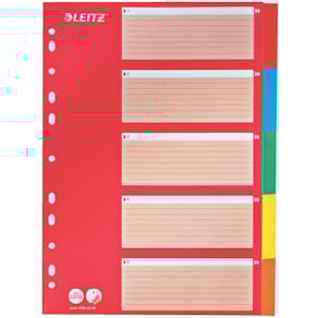 Register Leitz Kartonregister, A4, blanko, bunt, 5-teilig