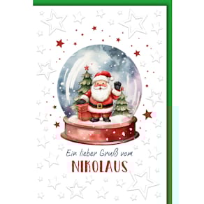 Nikolauskarte, geprägt, mit Briefumschlag, bunt