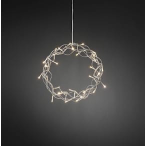Krans metall 32 varmvit LED 30cm silver