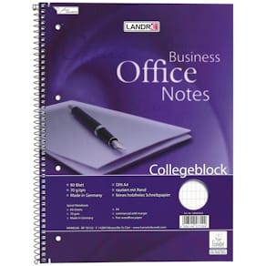 Collegeblock LANDRE A4+, rautiert, 80 Blatt, 4-fach gelocht