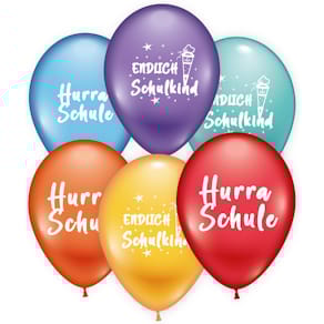 Luftballon KARALOON Endlich Schulkind, 6 Stück, sortiert