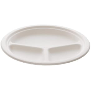 Tallerken bagasse 26cm 3rom hvit (50)