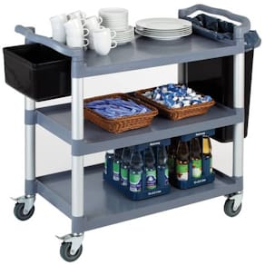 Servier- und Transportwagen APS, 3 Böden, grau/blau