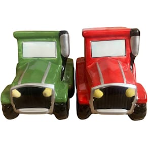 Spardose PBS Traktor, 12x14,8x13cm, rot und grün sortiert