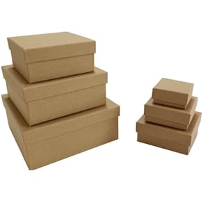 Geschenkkarton Packpapier, natur, quadratisch, 6 Größen