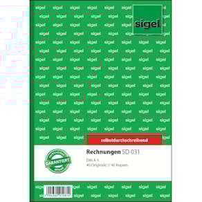 Rechnungsbuch Sigel, A5, 2 x 40 Blatt, SD