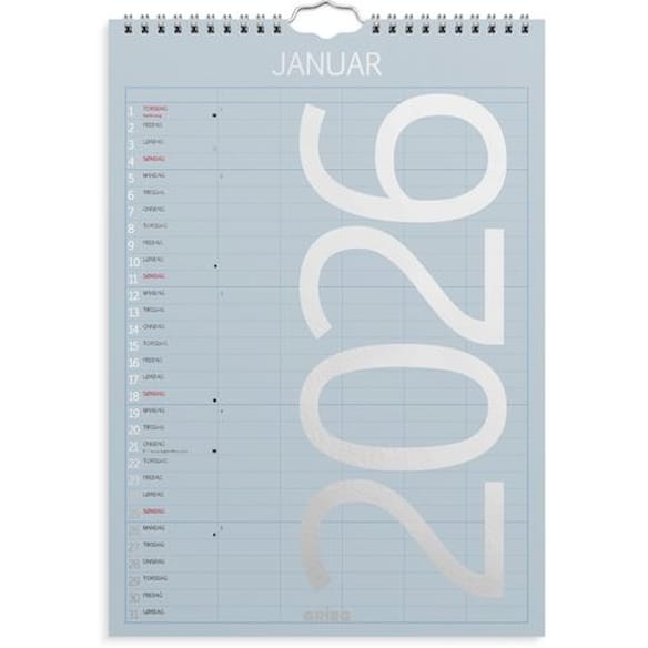 Familiekalender GRIEG 2026 Color A4