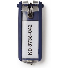 Nøgleskilt Durable KEY CLIP 25x65 mm, blå