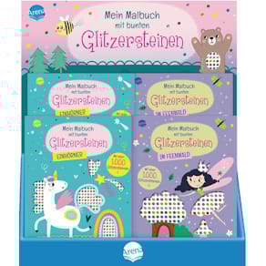 Malbuch ARENA Glitzersteine, Set mit 12 Bildern, ab 4 Jahren