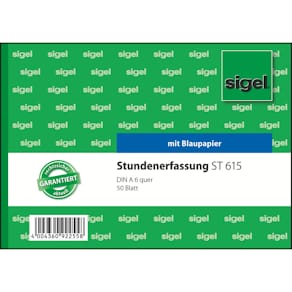 Formularbuch Sigel Stundenerfassung, A6, 50 Blatt