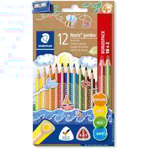 Kleurpotlood Staedtler Noris Jumbo, etui 10+2 gratis
